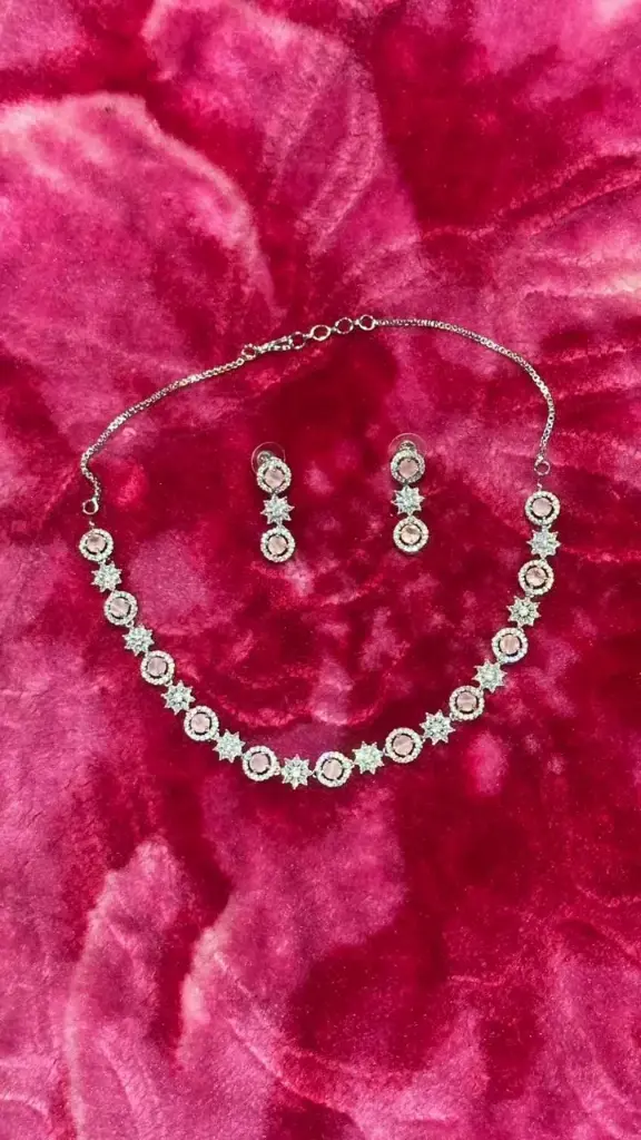 Pink Aura Crystal Necklace Set