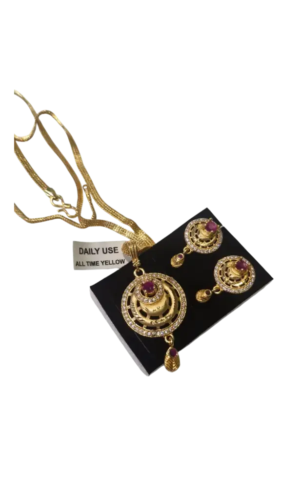 Elegant Gold-Plated Pendant & Earrings Set