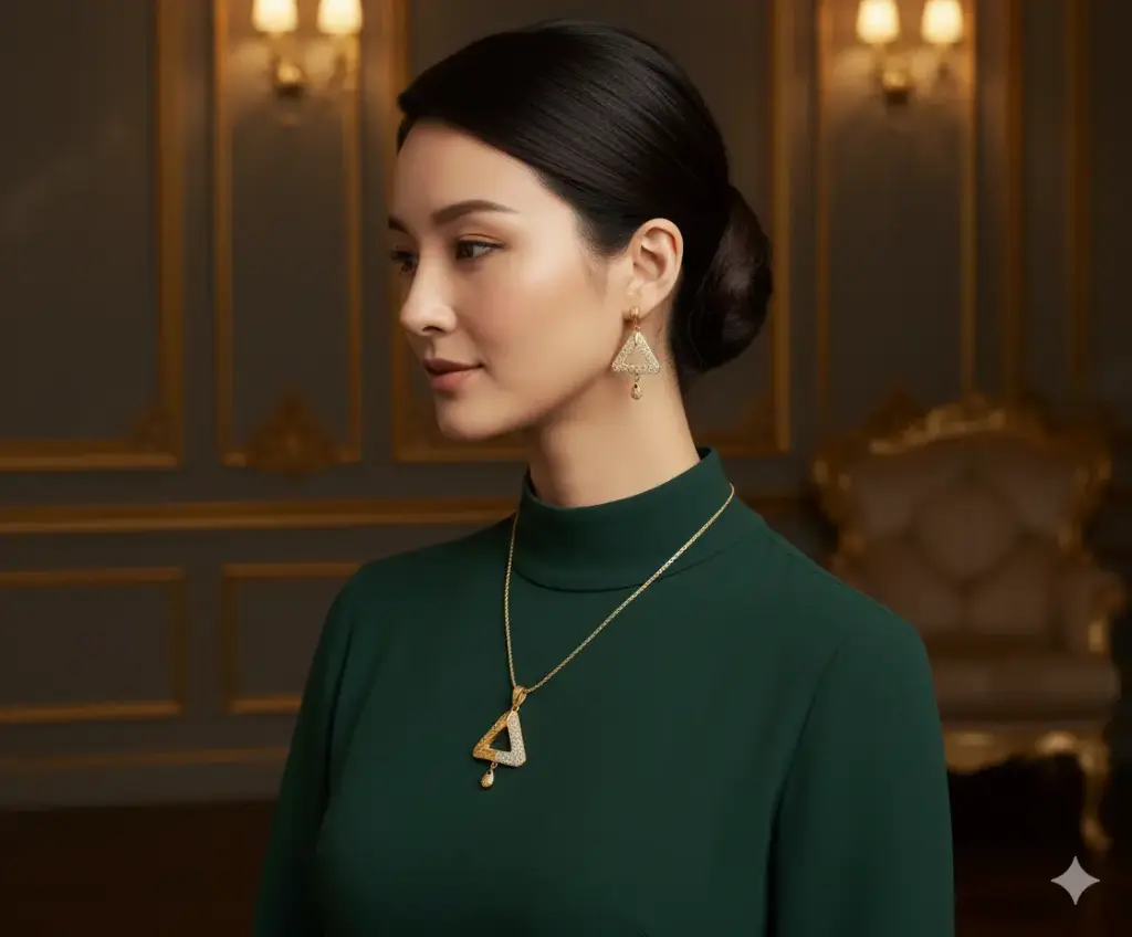 Gold-Tone Daily Wear Pendant and Earring Set