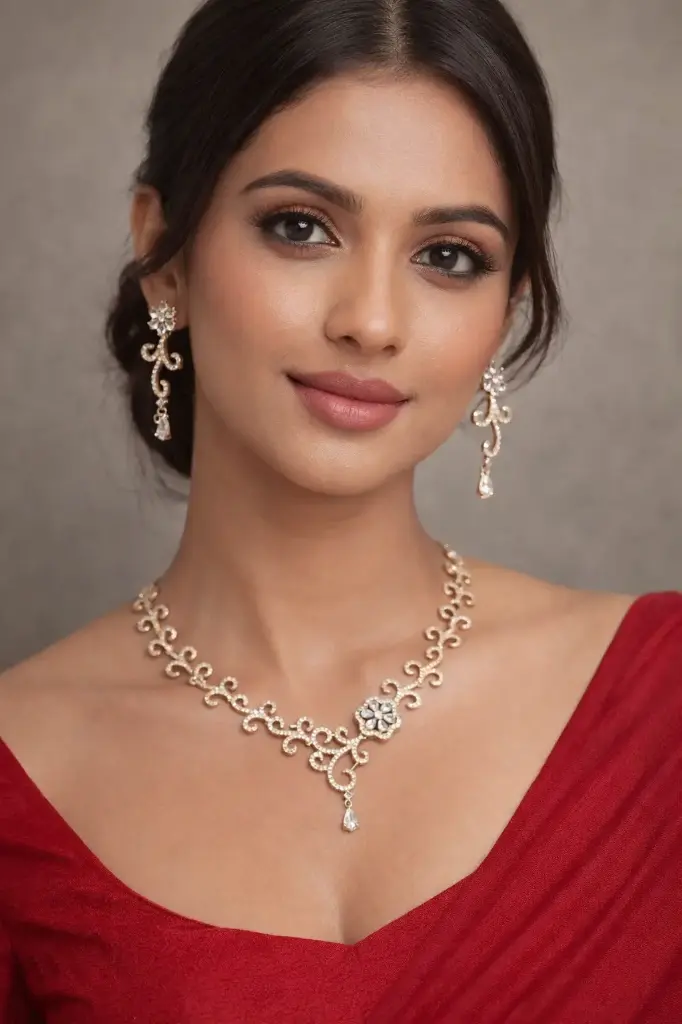 Intricate Gold-Tone Floral Necklace and Earring Set