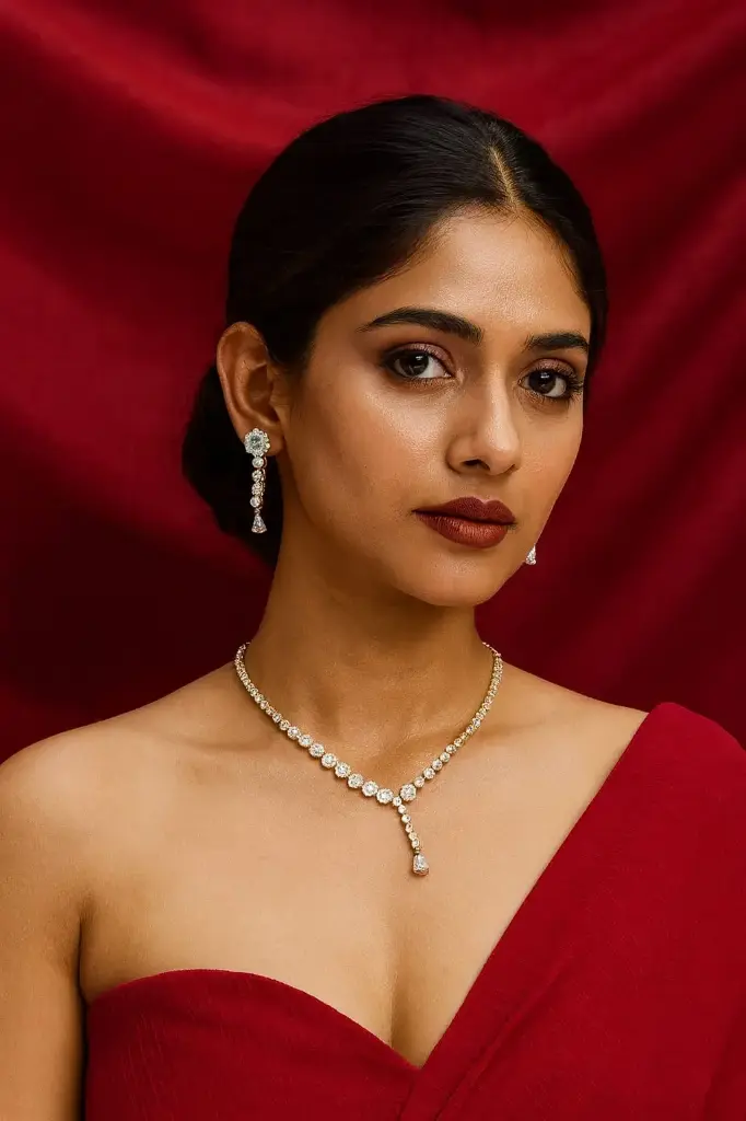 Gold-Tone Intricate Floral Necklace and Earring Set