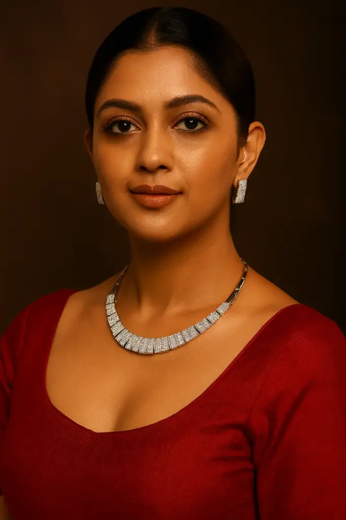 DC Jewelry Layered Choker Necklace Set (Silver-Tone & White Stone)